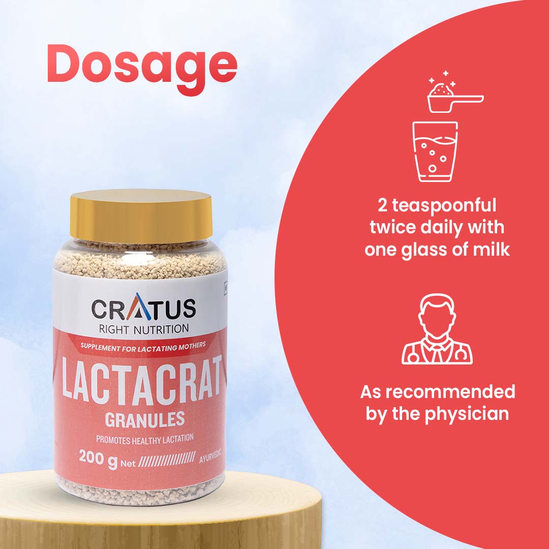 Lactacrat Granules 200g - Ayurvedic Lactation Support for New Moms, Boosts Milk Supply & Immunity Naturally.