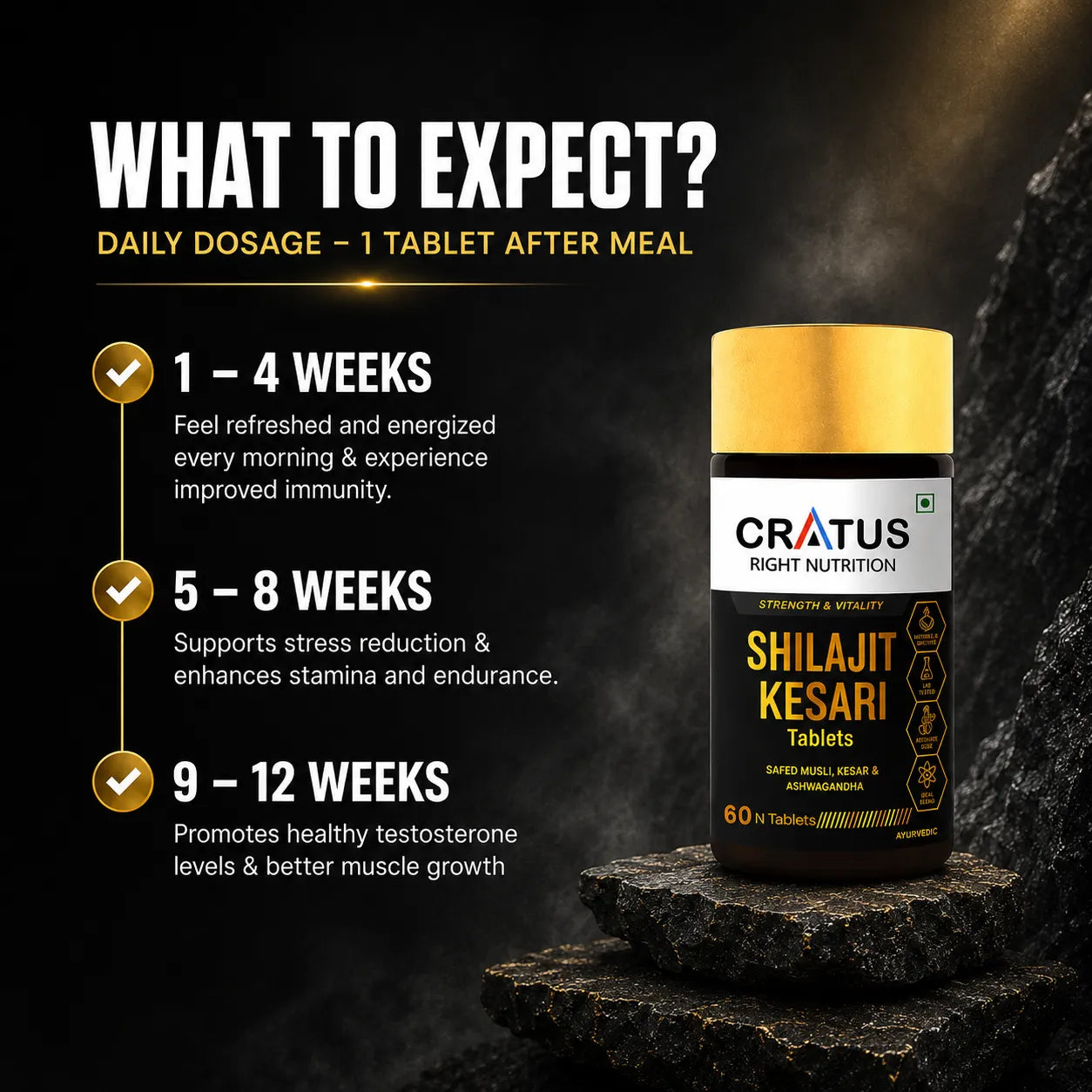 Shilajit Kesari | 70% Fulvic Acid | Supports Stamina & Performance