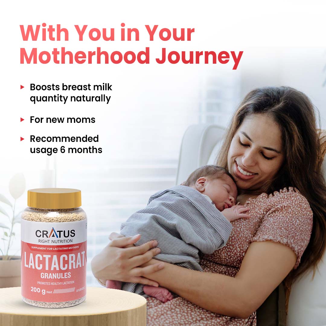 Lactacrat Granules 200g - Ayurvedic Lactation Support for New Moms, Boosts Milk Supply & Immunity Naturally.